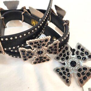 SSM Black Cowhide Belt w/ Maltese Cross Buckle NWT.  Size Large (36)
